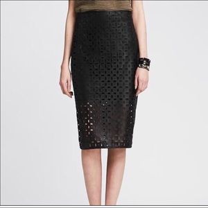 Banana Republic Faux Leather Eyelet  Pencil Skirt
